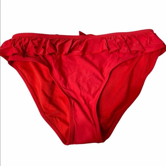 NEW bikini bottom Women's LC Lauren Conrad Ruffle Bikini Bottoms red SZ XL - Picture 4 of 8